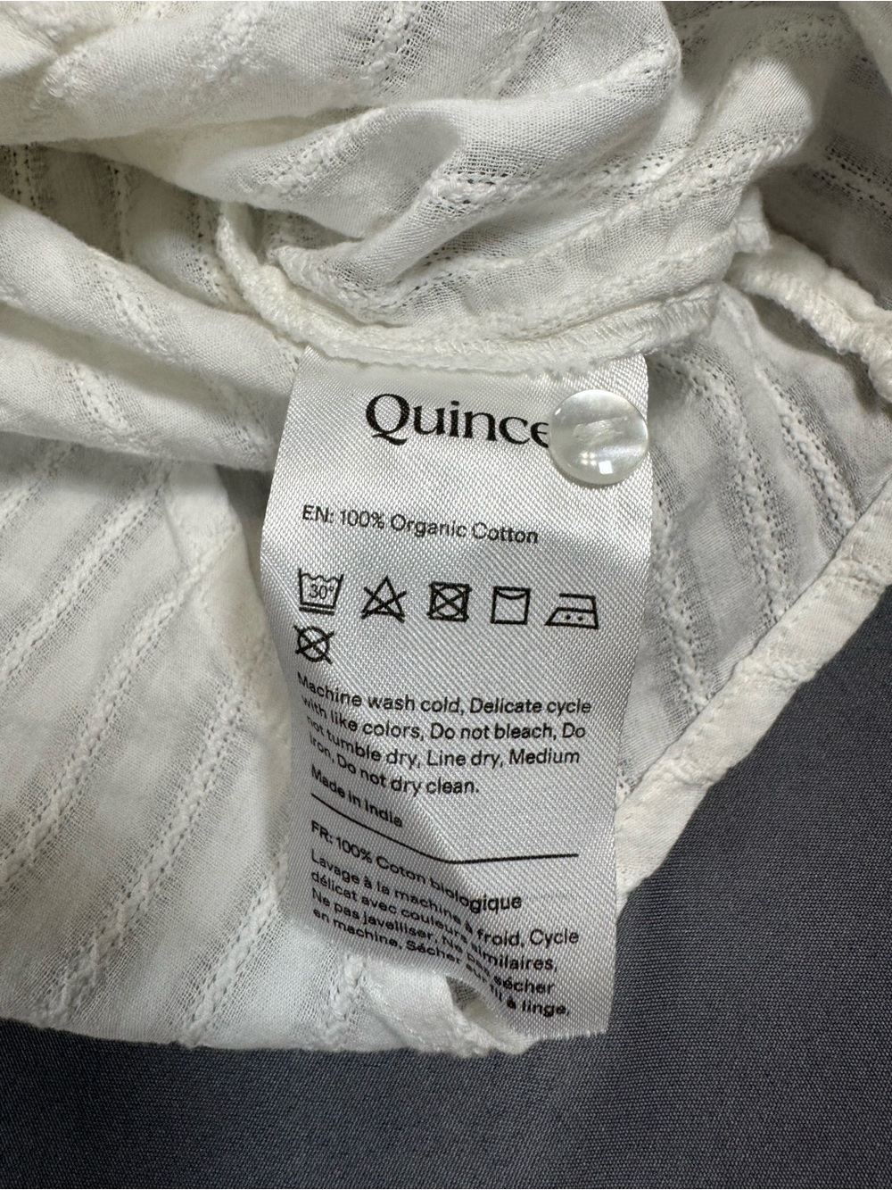 Quince White Button-Front Ruffle Collar Blouse - Picture 5 of 7